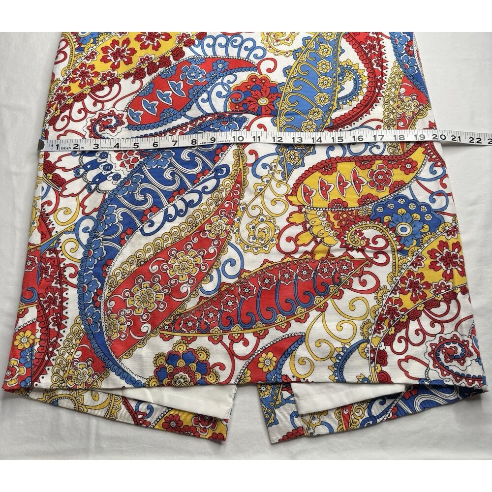 Talbots Size 12 Pencil Skirt Red Blue Yellow Paisley Back Zip Lined New - Picture 8 of 10